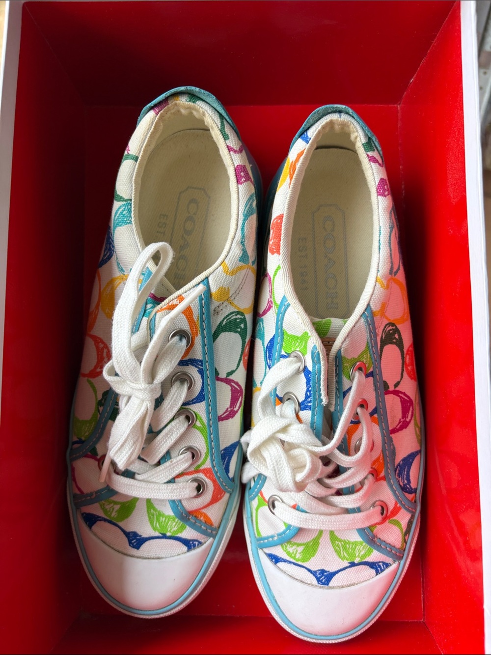 Coach Women’s Multi-Color Circle Print Canvas Sneakers